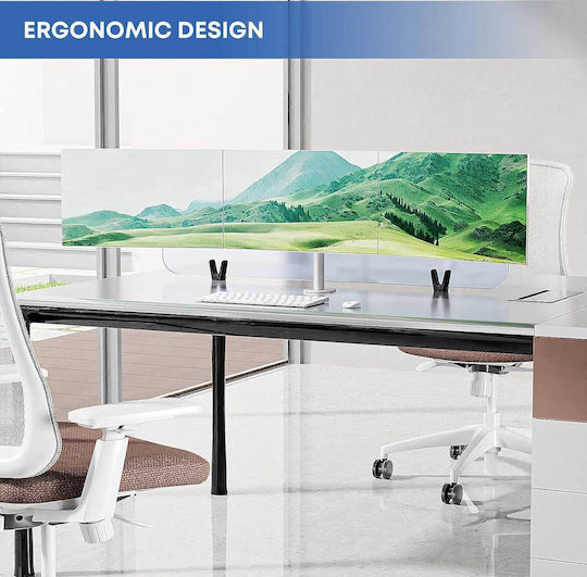Putorsen MAS-3 Schreibtisch Halterung für 3 Monitore bis 27" mit Arm Weiß