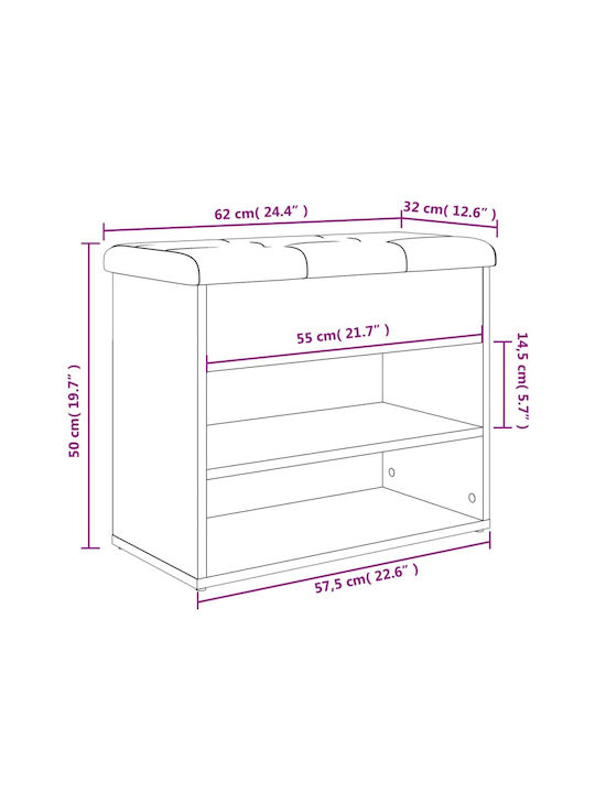 Entry Furniture with Shoe Rack & Bench Sonoma Gray 62x32x50cm