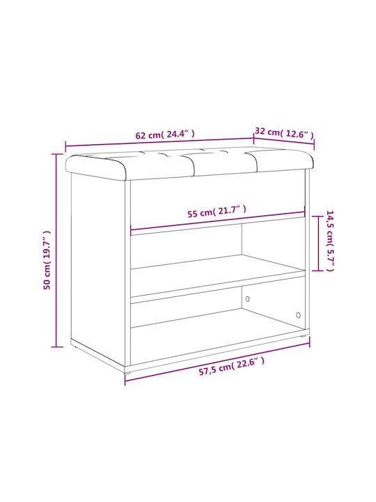 Entry Furniture with Shoe Rack & Bench Oaks 62x32x50cm