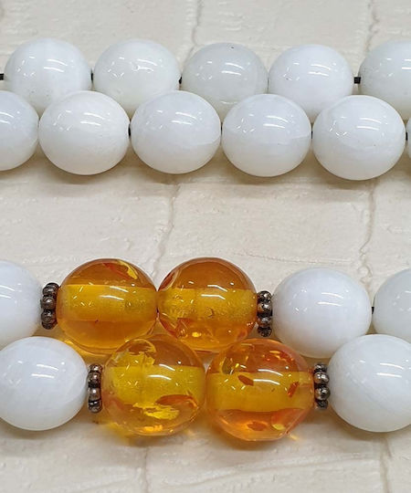 Roloi Komboloi Glass Worry Beads White 32cm