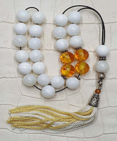 Roloi Komboloi Glass Worry Beads White 32cm