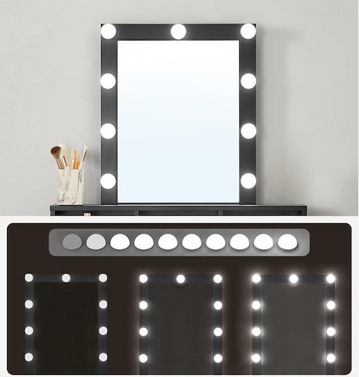Wooden Makeup Dressing Table Black Velvet-Black Metal with Mirror 80x40x145cm
