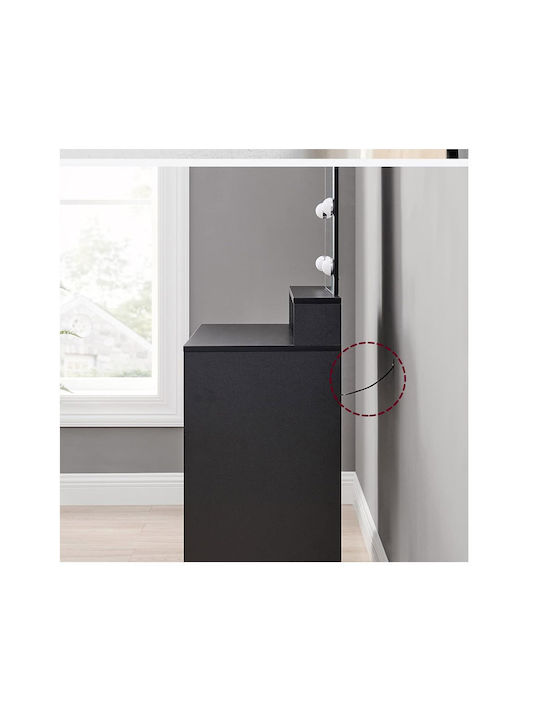 Floor-Standing Makeup Dressing Table Wooden Black with Mirror 80x40x145cm