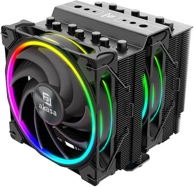 Akasa Soho H7 Dual Fan CPU Cooling with ARGB for AM4/AM5/1200/115x/1700 Socket Negru