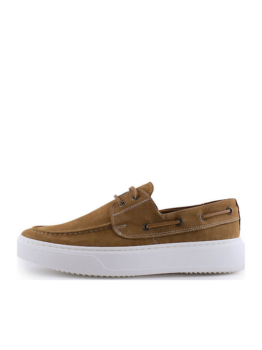 924 Men's Leather Boat Shoes Tabac Brown