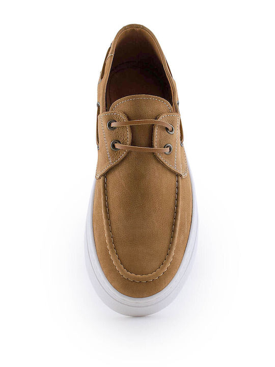 924 Men's Leather Boat Shoes Tabac Brown