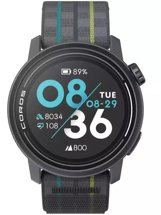 Coros Pace 3 Smartwatch με Παλμογράφο (Nylon - Μαύρο)