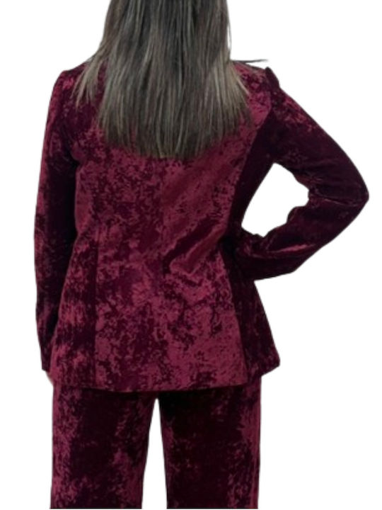 Pennyblack Γυναικείο Βελούδινο Σακάκι Burgundy