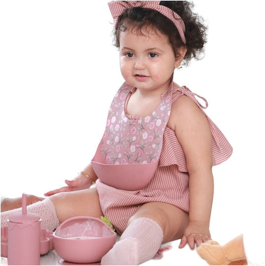 Queen Mother Silicone Baby & Kids Feeding Set with Anti-Slip Base Blue 4 Pieces for 6+ Months