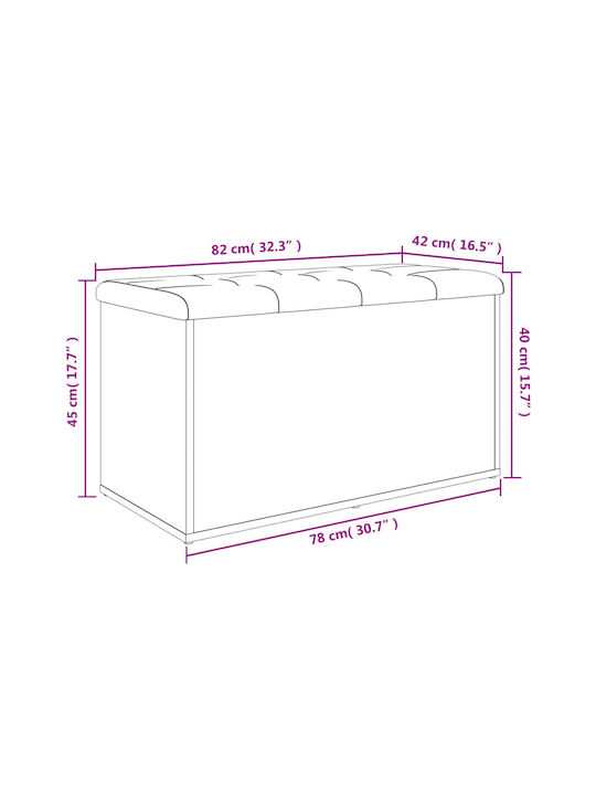 Stool For Living Room With Storage Space Wooden White 82x42x45cm