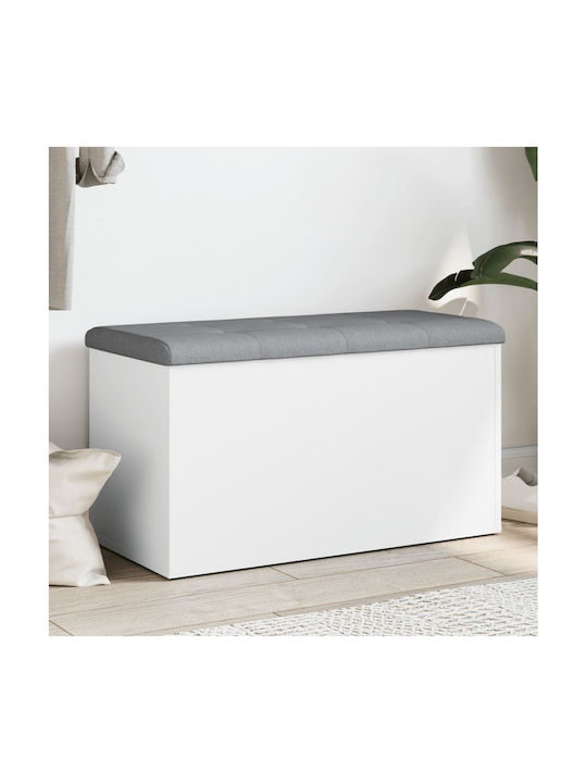 Stool For Living Room With Storage Space Wooden White 82x42x45cm