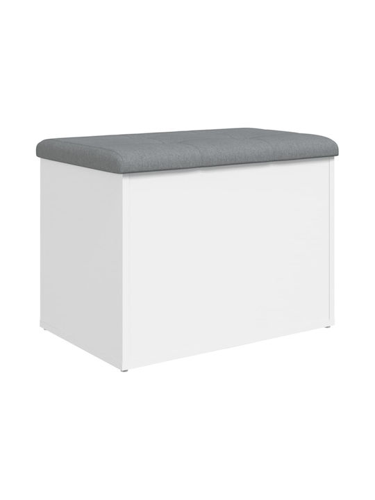 Stool For Living Room With Storage Space Wooden White 62x42x45cm