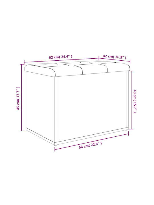 Stool For Living Room With Storage Space Wooden White 62x42x45cm