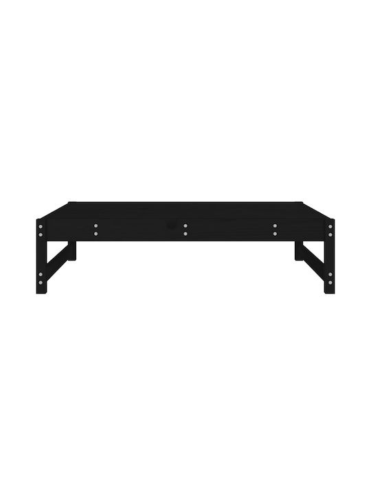Дървено Градински Табурет Куб Черен 120x80x30см