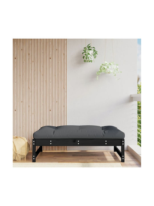 Дървено Градински Табурет Куб Черен 120x80x30см