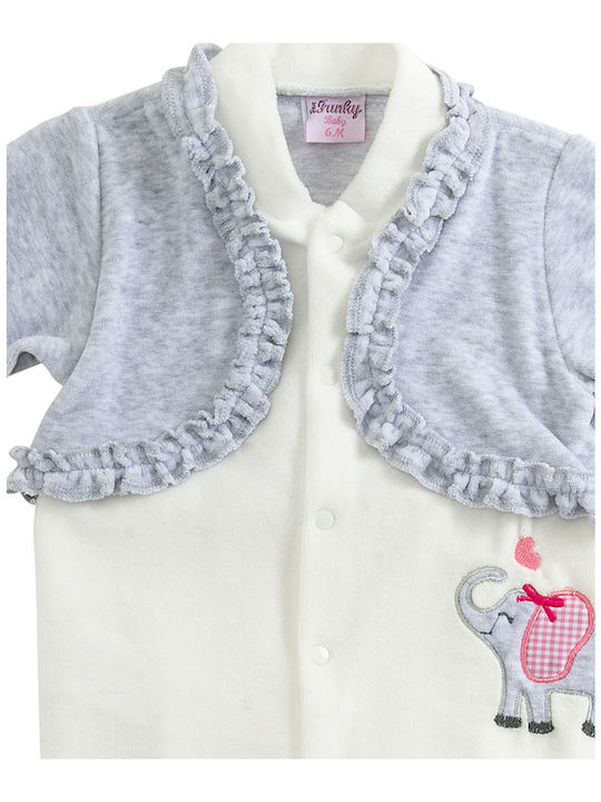 Zako Baby Bodysuit Long-Sleeved Velvet White