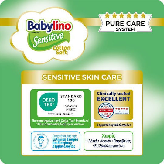 Babylino Tape Diapers Sensitive Cotton Soft No. 4+ for 10-15kg 138pcs