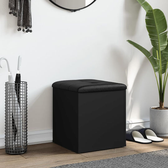 Scaune Camera de zi Cu spațiu de depozitare Tapițat cu Piele Ecologică Negru 42x42x45buc