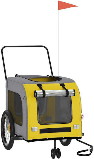 Vidaxl Bicycle Trailer for Pets Yellow Gray Oxford Fabric Iron