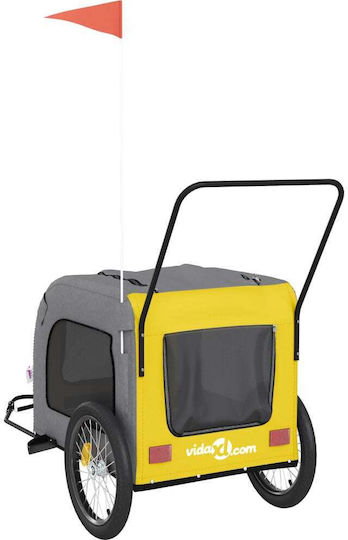 Vidaxl Bicycle Trailer for Pets Yellow Gray Oxford Fabric Iron