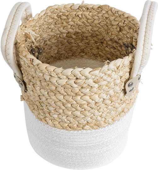 GloboStar Artificial Garden Nevada Planter Rattan Beige with Stand 23x23x23cm.