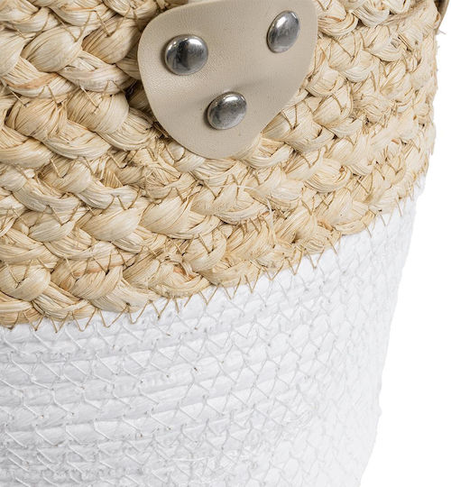 GloboStar Artificial Garden Nevada Planter Rattan Beige with Stand 23x23x23cm.