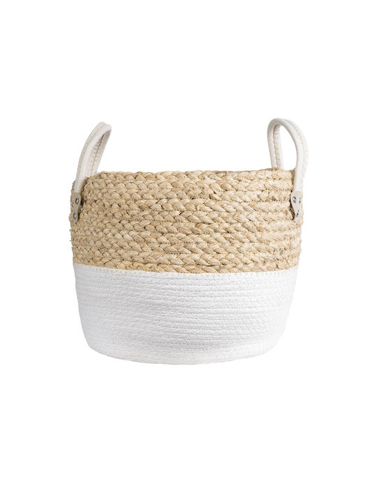 GloboStar Artificial Garden Nevada Planter Rattan Beige with Stand 33x33x28cm.