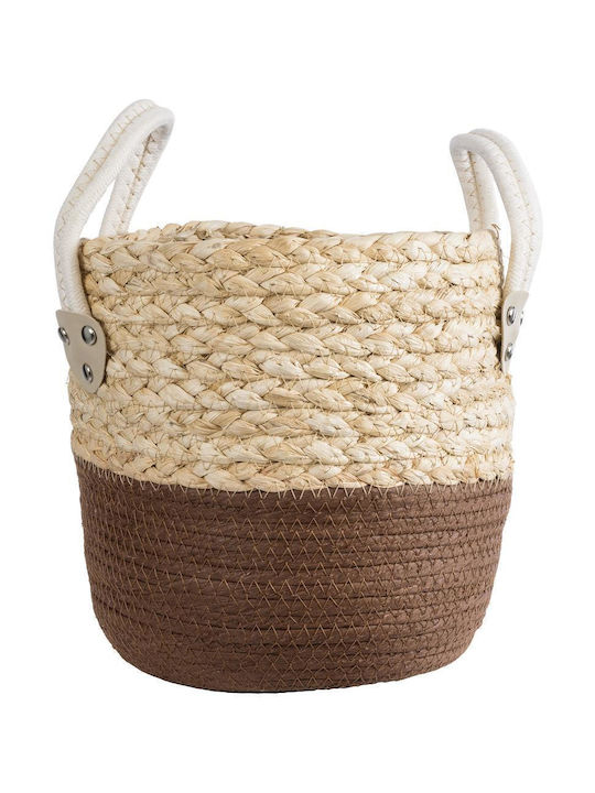 GloboStar Artificial Garden Carolina Planter Rattan Beige with Stand 23x23x23cm.