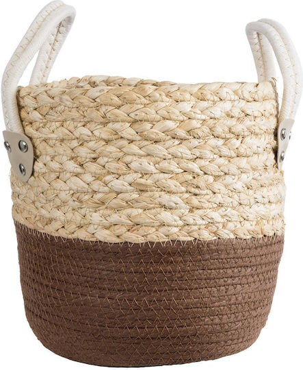 GloboStar Artificial Garden Carolina Planter Rattan Beige with Stand 23x23x23cm.
