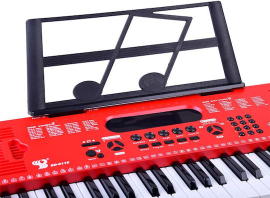 Jokomisiada Tastatur 61KL mit 61 Tasten mit Notenständer Rot