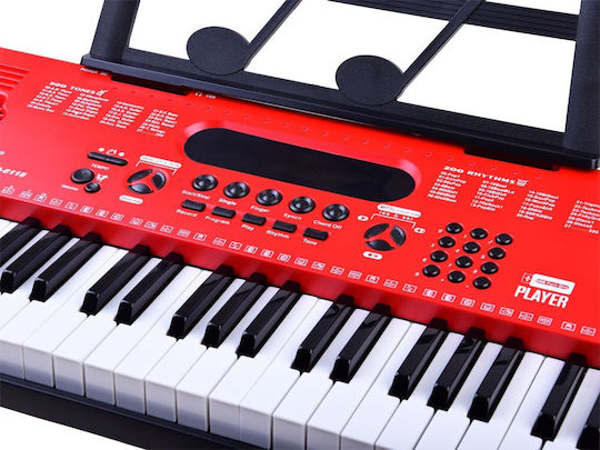 Jokomisiada Tastatur 61KL mit 61 Tasten mit Notenständer Rot