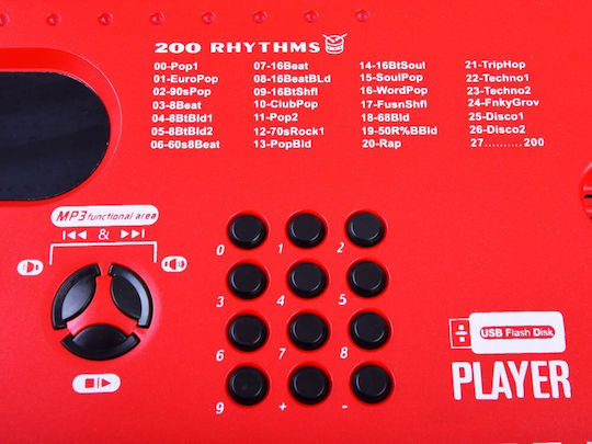 Jokomisiada Tastatur 61KL mit 61 Tasten mit Notenständer Rot