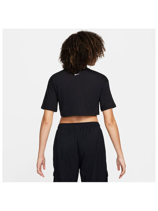 Nike Гуника Спортна Crop Тениска Черно