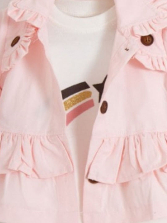 Trendy Shop Kinder Set mit Hose Winter 3Stück Rosa