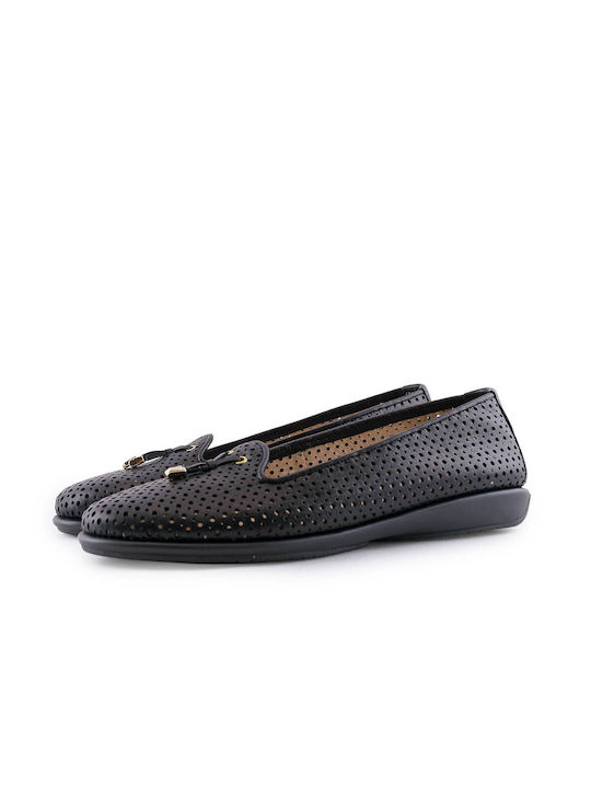 Relax Anatomic 1238 Leather Women's Loafers in Black Color