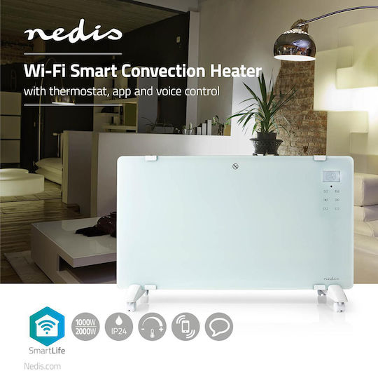 Nedis Конвектор Подов 2000W с Електронен Термостат и WiFi 83x52см Бял