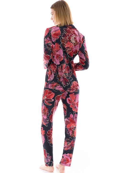 Pink Label Winter Damen Pyjama-Set Magenta