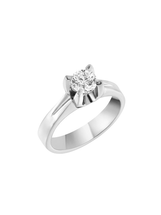 Women's White Gold Ring with Diamond 18K