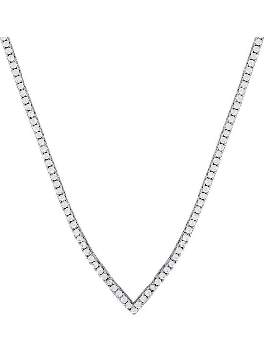 Kiriakos Gofas Set with Necklace & Bracelet from White Gold 14K with Stones