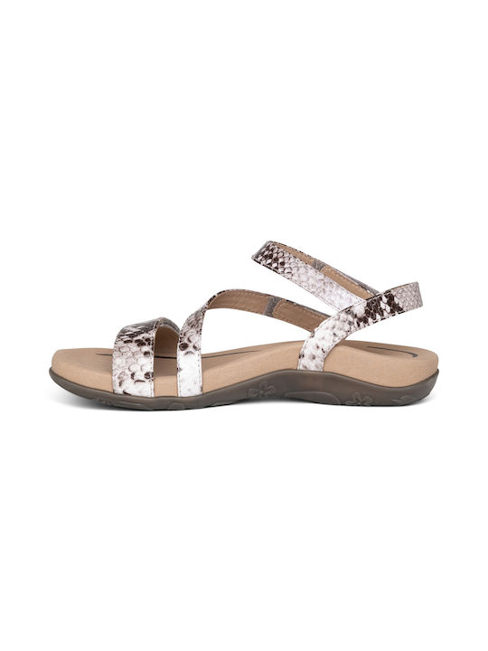 Aetrex Damen Flache Sandalen Anatomisch in Beige Farbe