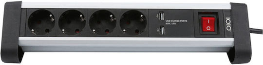 Olympia Πολύπριζο 4 Θέσεων με 2 USB-A, Διακόπτη και Καλώδιο 1.5m