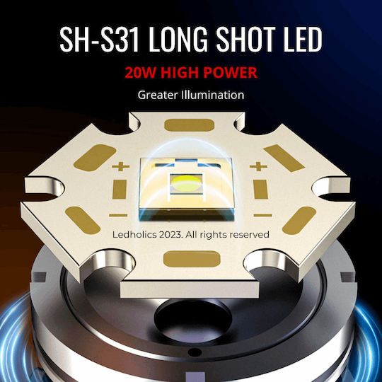 Ledholics Lumină de lucru și de sit, cu baterie Lanternă LED IP44 cu Luminozitate Maximă 1300lm
