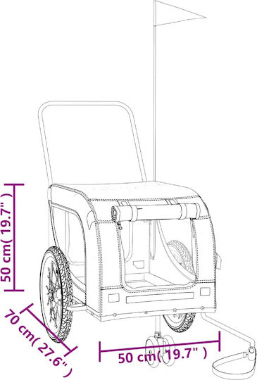 vidaXL Remorcă bicicletă pentru transport câine până la 45kg Albastru M125xL66xA63cm.