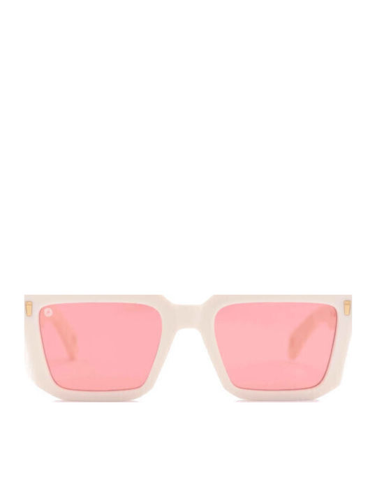 Kyme Sunglasses Λευκά with Acetate Frame & Pink Lens