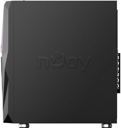 NJOY Fort Gaming Midi-Turm Computergehäuse mit Seitenfenster und RGB-Beleuchtung Schwarz