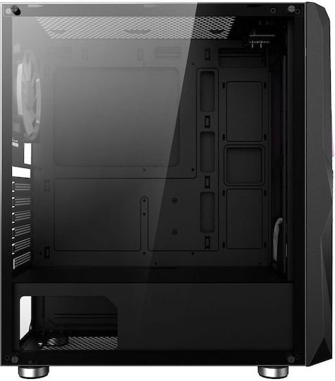 NJOY Fort Gaming Midi-Turm Computergehäuse mit Seitenfenster und RGB-Beleuchtung Schwarz