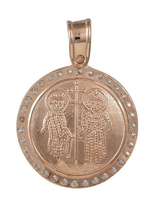 Anhänger Kinder Amulett Beidseitig Konstantinato aus Weißgold 14K 6000ΡΛ1