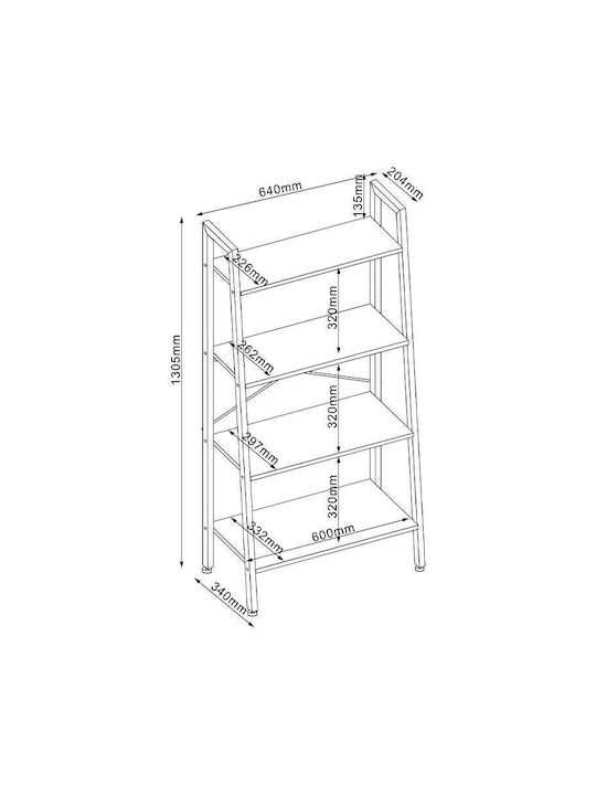 Bookcase Fonzy Sonoma 64x34x130cm
