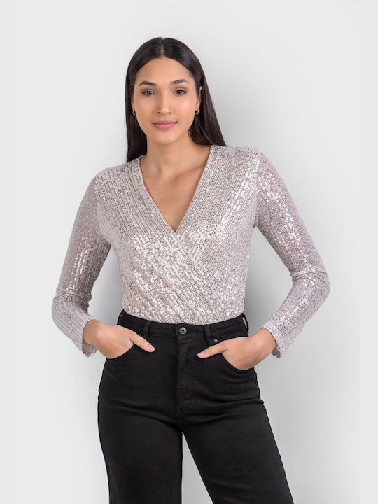 Fullah Sugah Înfășurați Bodysuit pentru femei Silver.