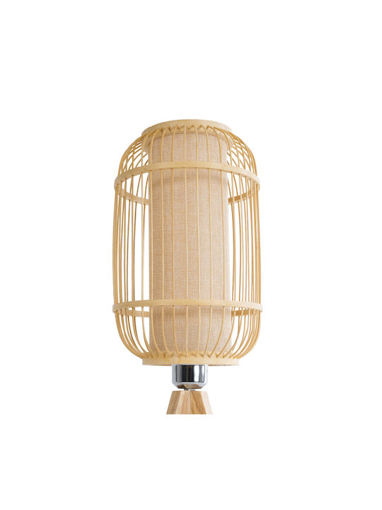 GloboStar Wood Table Lamp for Socket E27 with Beige Shade and Base